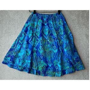 Bali Baliks Circle Skirt Small Knee Length A-Line Abstract Boho Art Beach Blue
